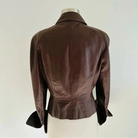 Salvatore Ferragamo Genuine Leather Jacket Brown Italy S - Picture 3 of 14